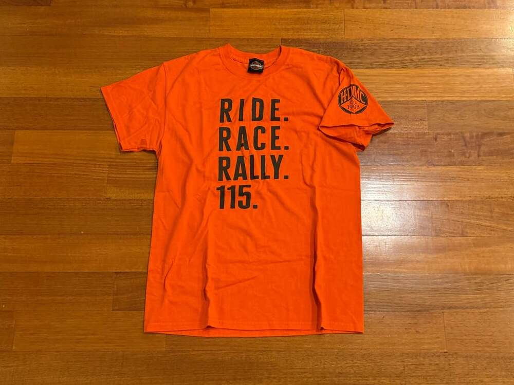 Harley-Davidson 115th Anniversary Security T-Shirt Size M Orange